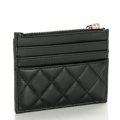 Chanel Lambskin Quilted Zip Card Holder Black 3 of 7