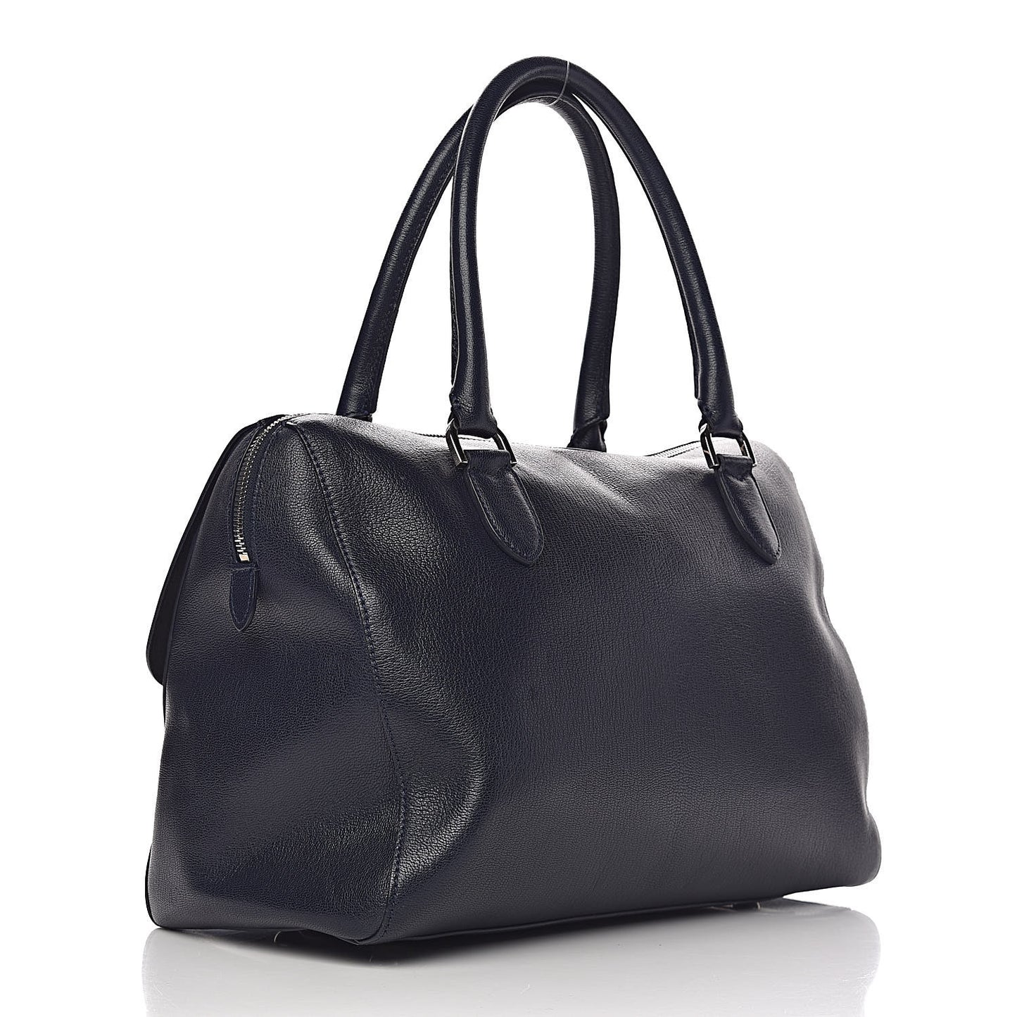 Glossy Goatskin Medium Del Rey Satchel Midnight Blue