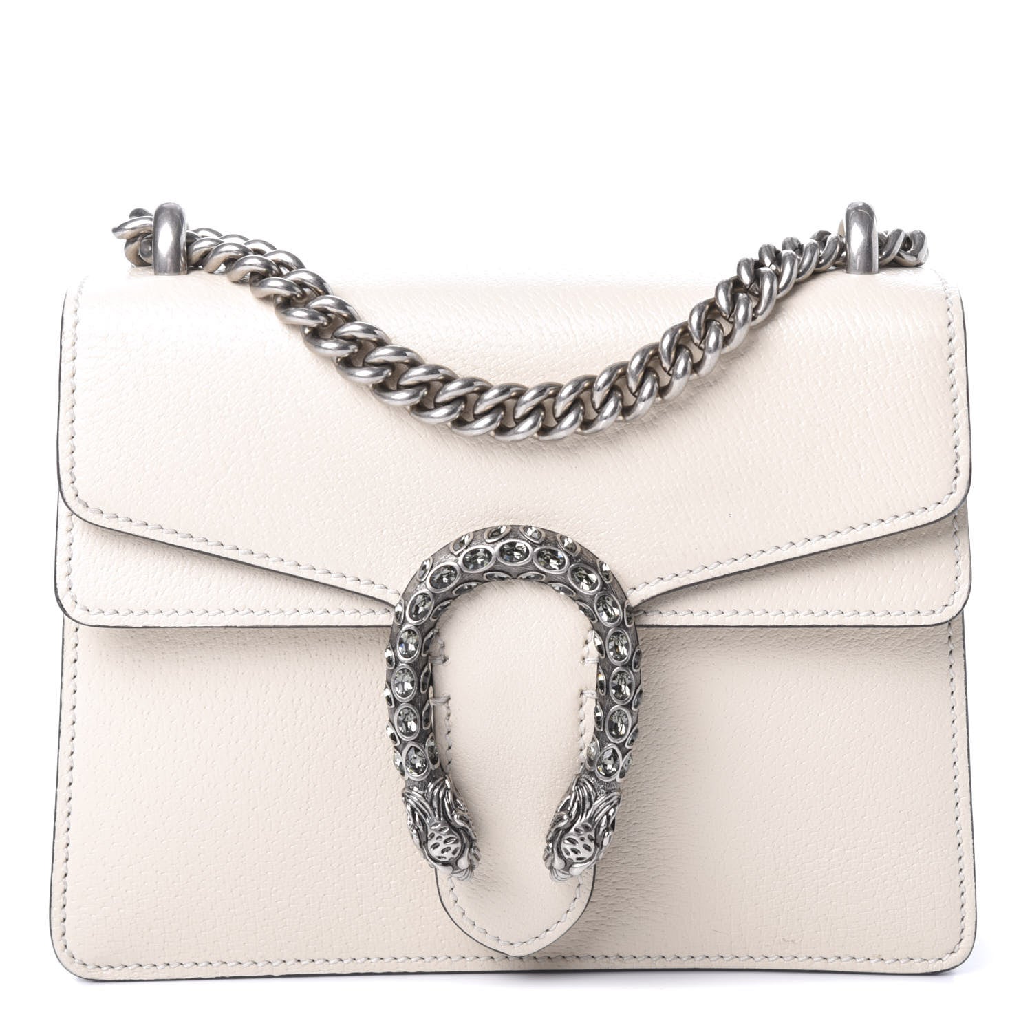 Gucci Textured Calfskin Crystal Mini Dionysus Shoulder Bag Mystic White 1 of 8