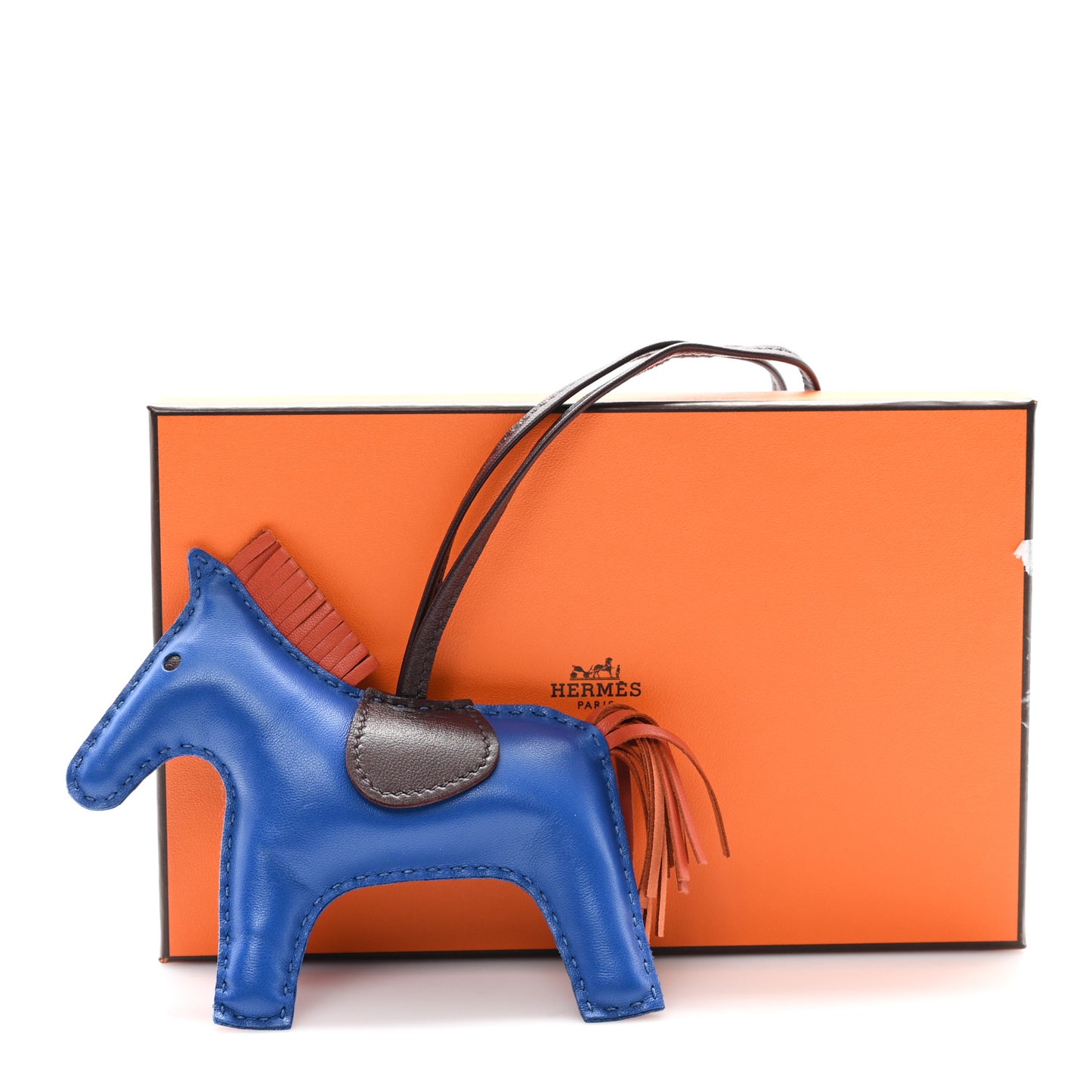 Milo Lambskin Grigri Rodeo Horse Bag Charm GM Bleu France Cornaline Rouge Sellier