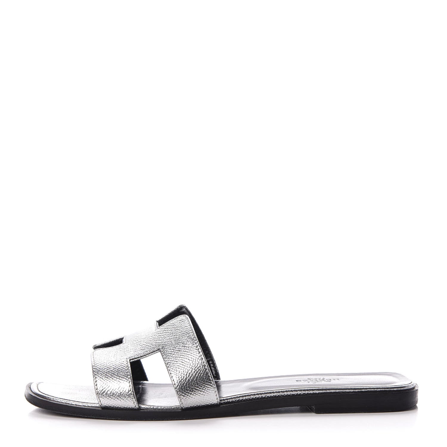 Hermes Metallic Epsom Oran Sandals 40 Gris Argente 1 of 12