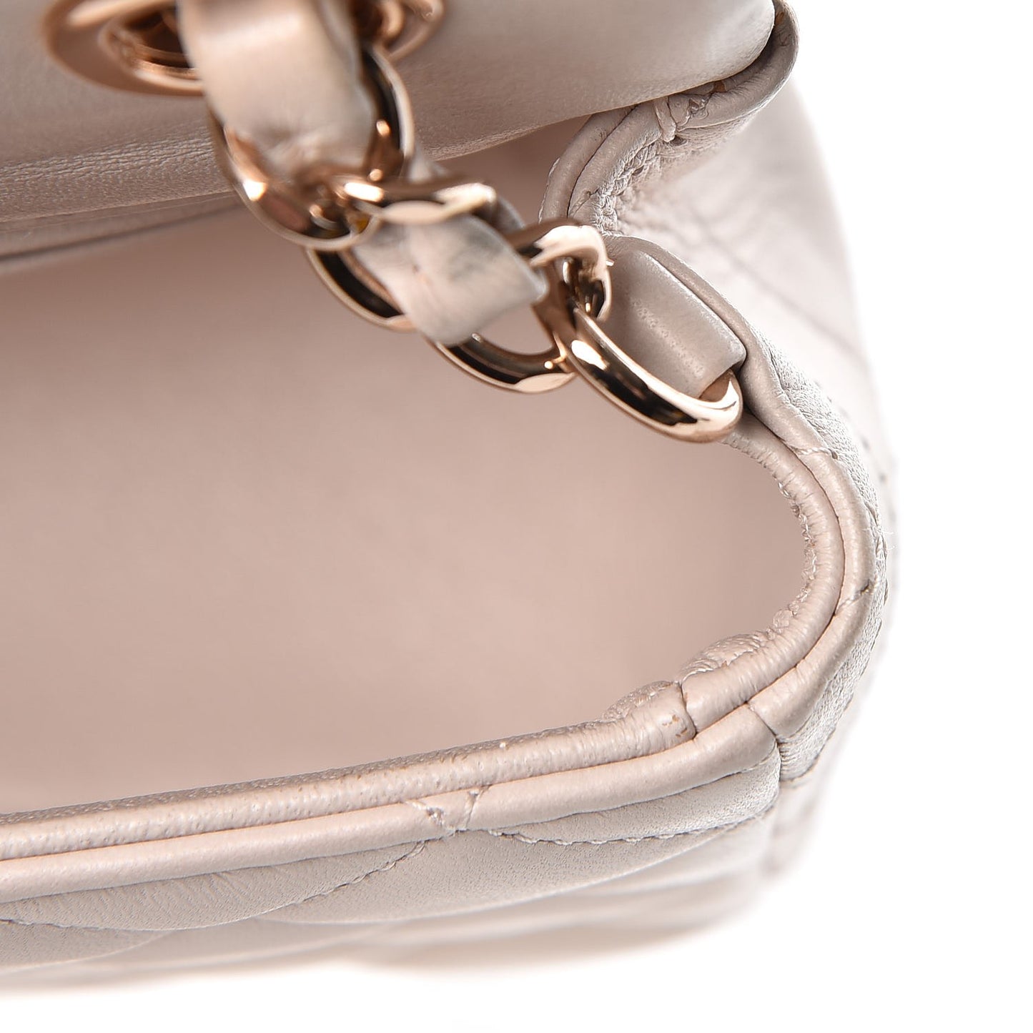 Lambskin Quilted Mini Rectangular Flap Light Pink