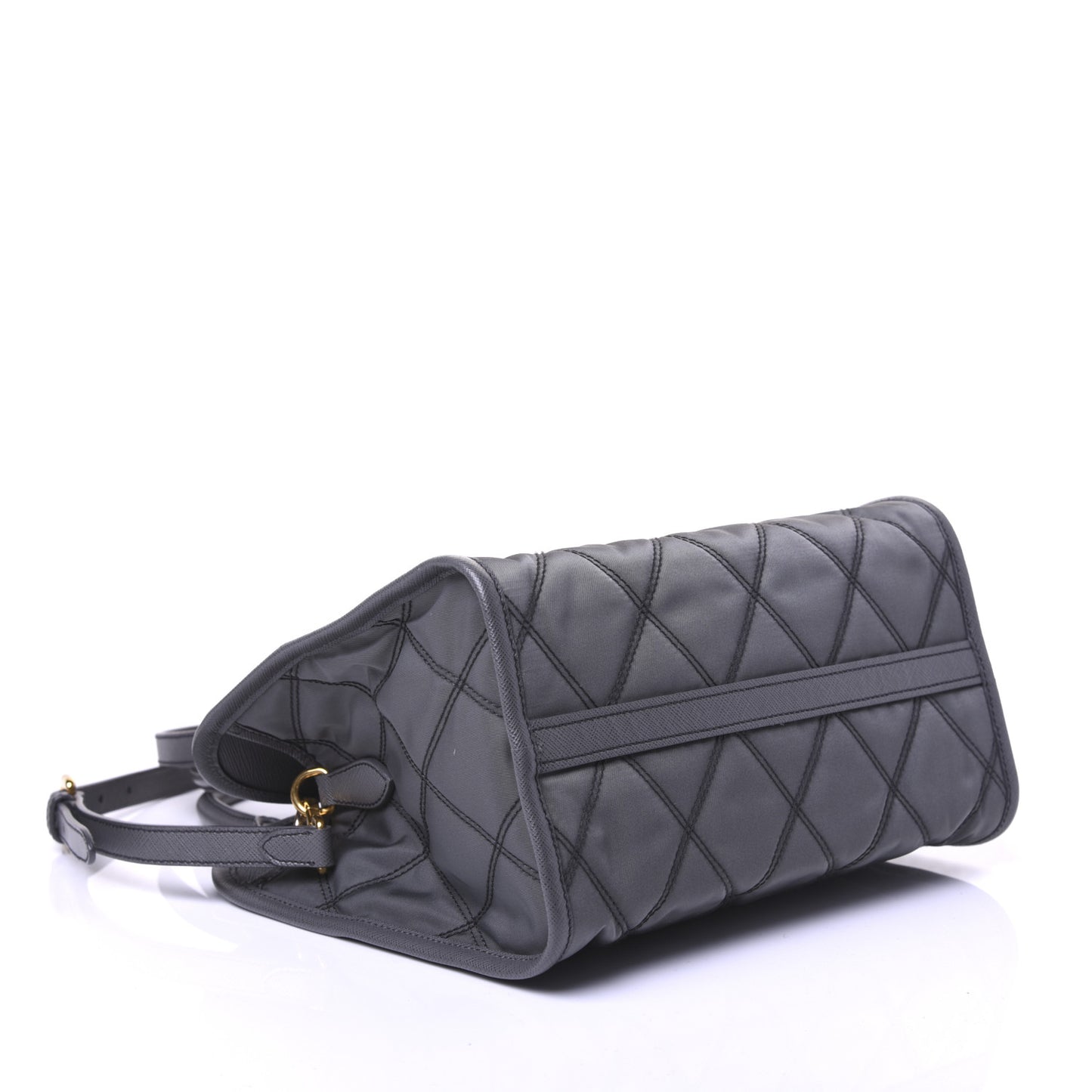 Saffiano Tessuto Nylon Impunturato Quilted Shopper Black Grey
