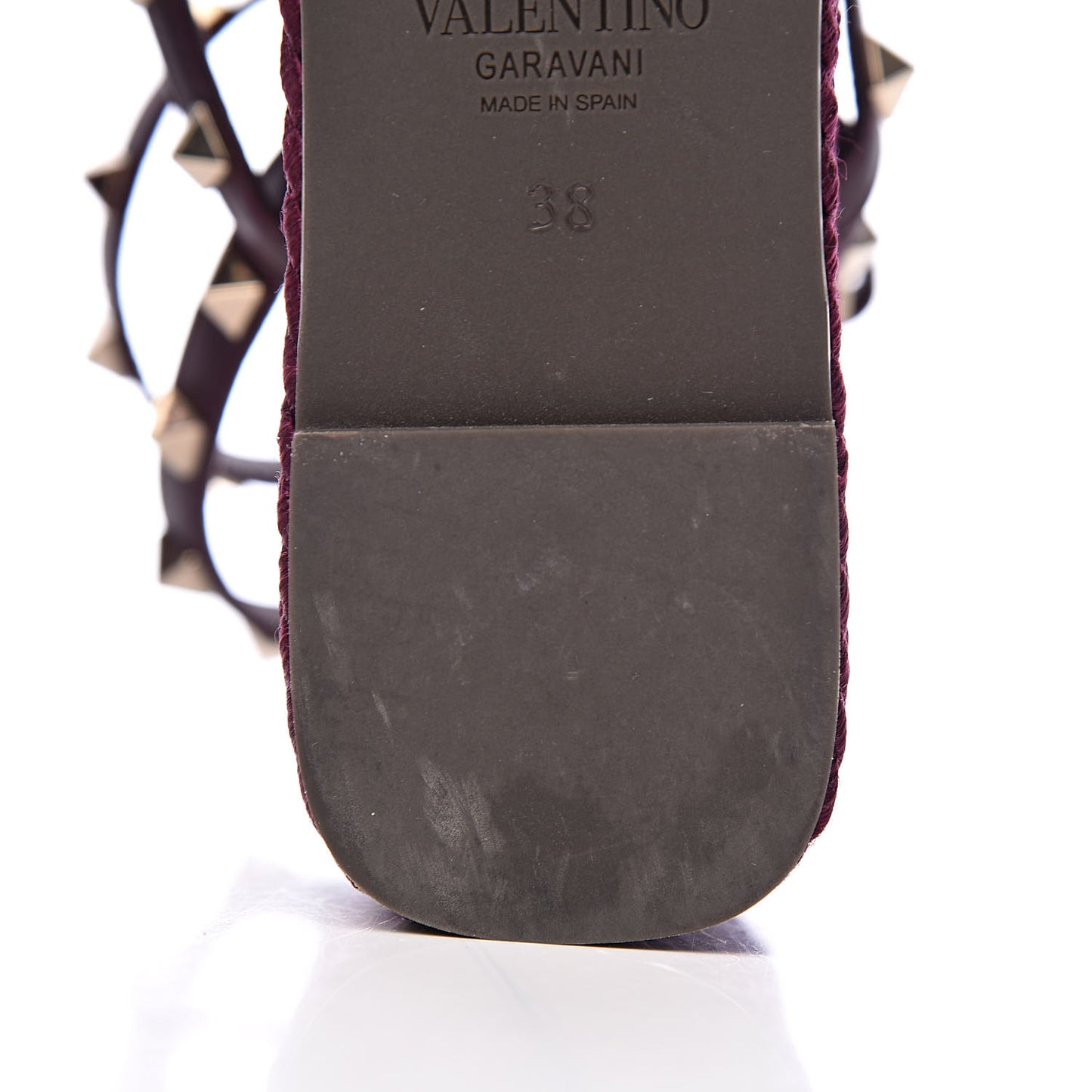 Calfskin Rockstud Ankle Strap Torchon Espadrille Caged 25/95mm Wedge Sandals 38 Rubin
