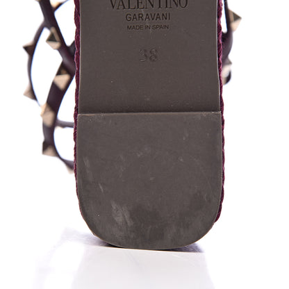 Valentino Garavani Calfskin Rockstud Ankle Strap Torchon Espadrille Caged 25/95mm Wedge Sandals 38 Rubin 11 of 13