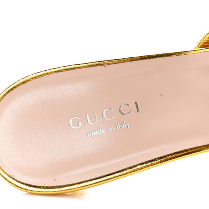 Gucci Metallic Nappa Crawford Knot Mid Heel Slide Sandals 38 Gold 7 of 7