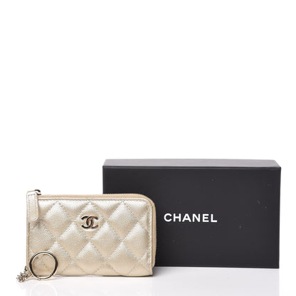 Chanel Metallic Caviar Quilted Key Holder Case Light Gold 12 of 12