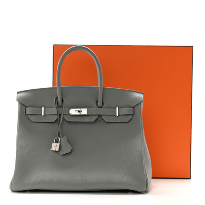 Hermes Togo Verso Birkin 35 Gris Mouette Bleu Agate 11 of 11