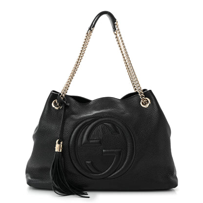 Gucci Pebbled Calfskin Medium Soho Chain Shoulder Bag Black 1 of 12