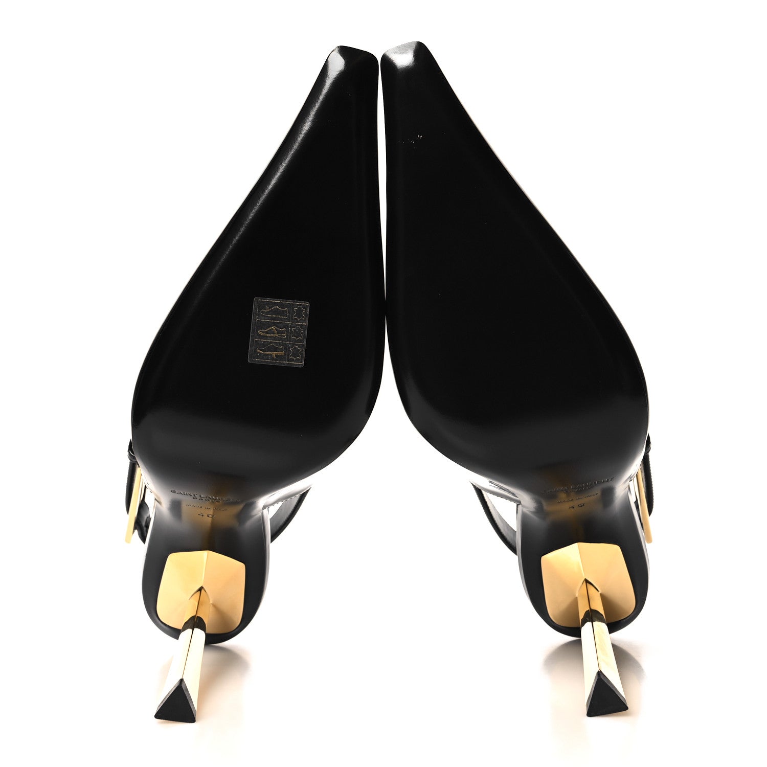 Saint Laurent Glazed Calfskin Lee Slingback Pumps 40 Black 5 of 8