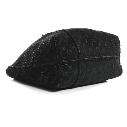 Gucci Suede Shearling Guccissima Jolicoeur Tote Black 4 of 7