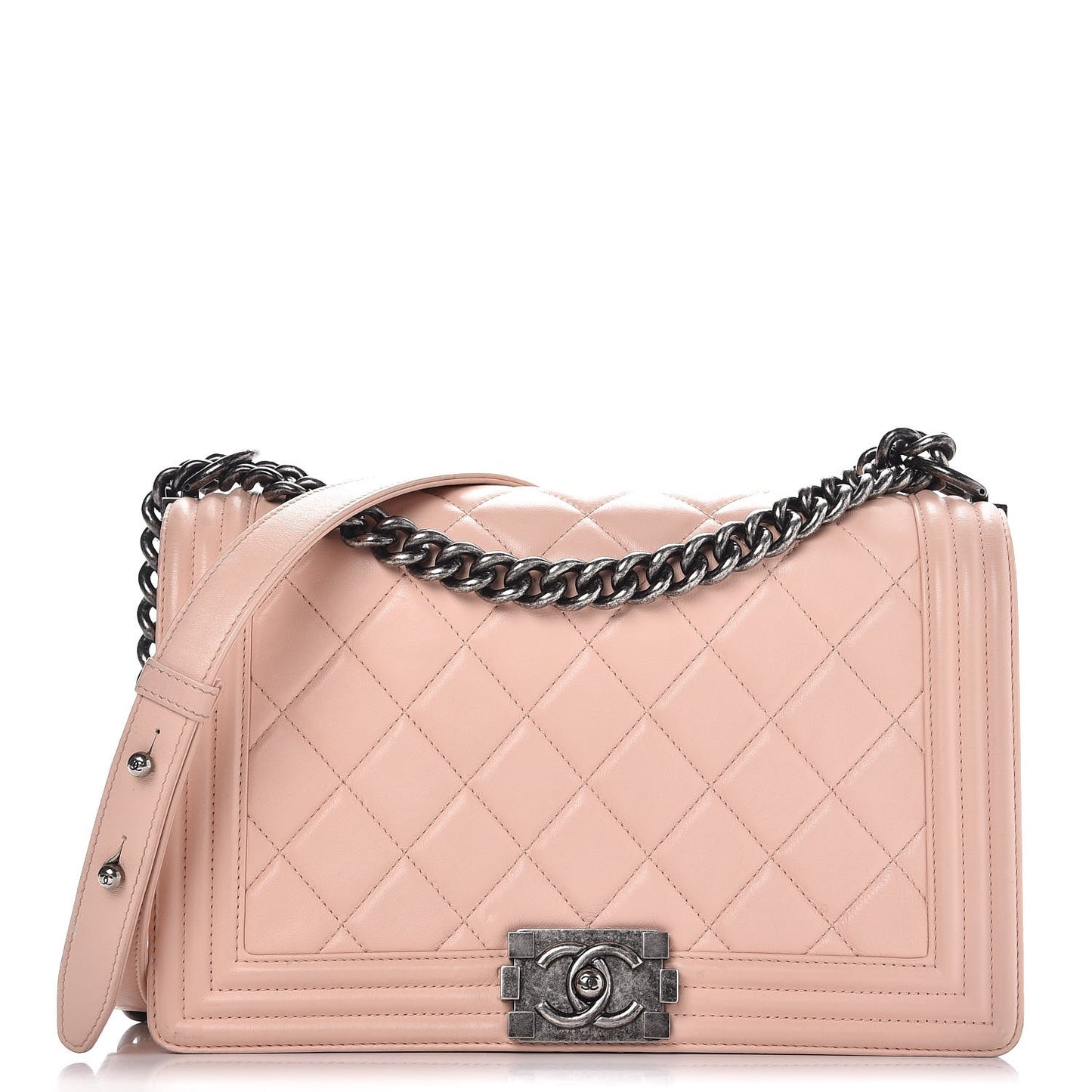Calfskin Quilted New Medium Boy Flap Light Pink