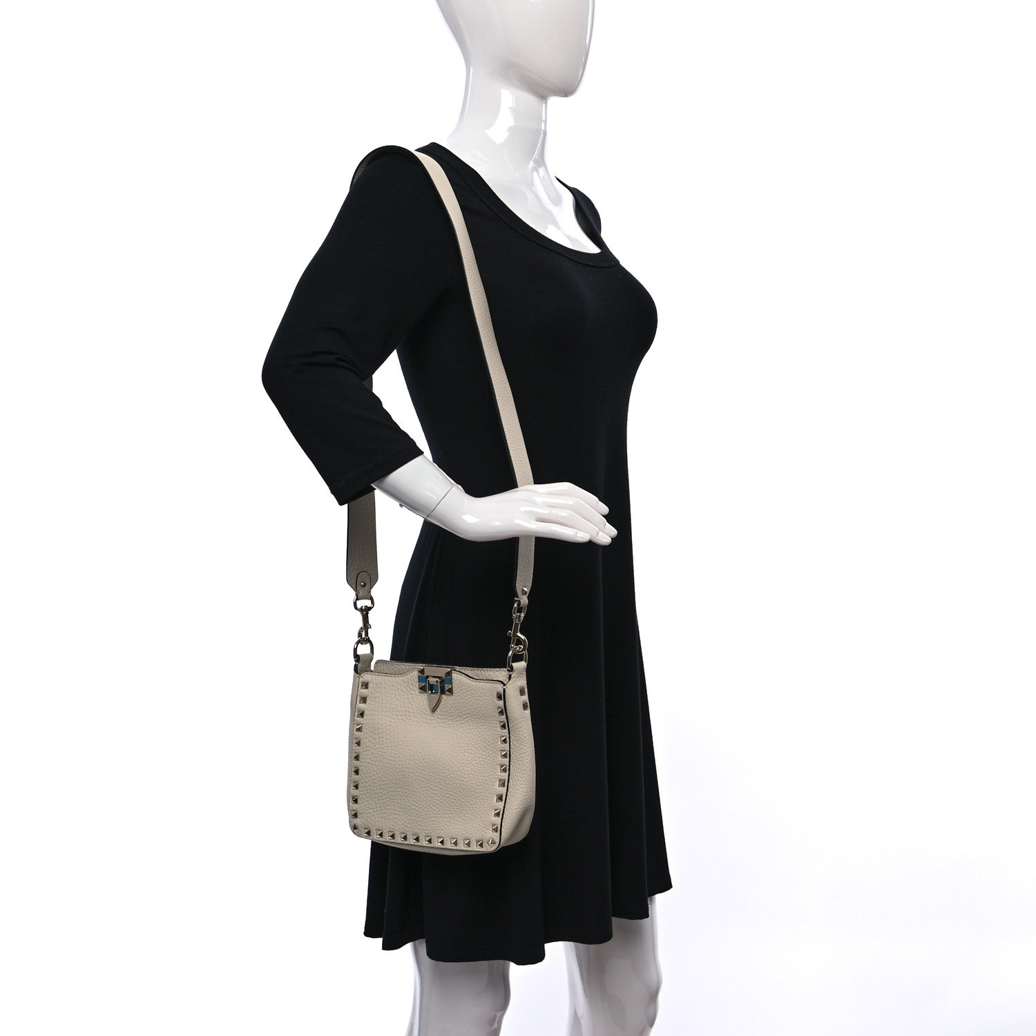 Valentino Garavani Pebbled Calfskin Mini Rockstud Flip-Lock Messenger Bag Light Ivory 2 of 8