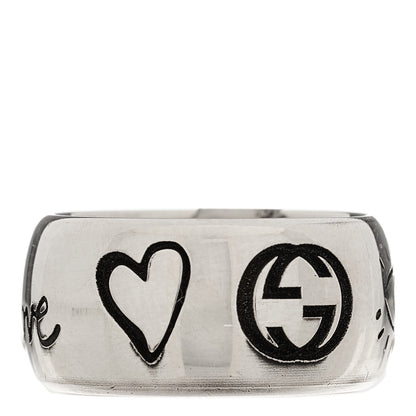 Gucci Sterling Silver Wide Blind for Love Band Ring 48 4.5 1 of 8