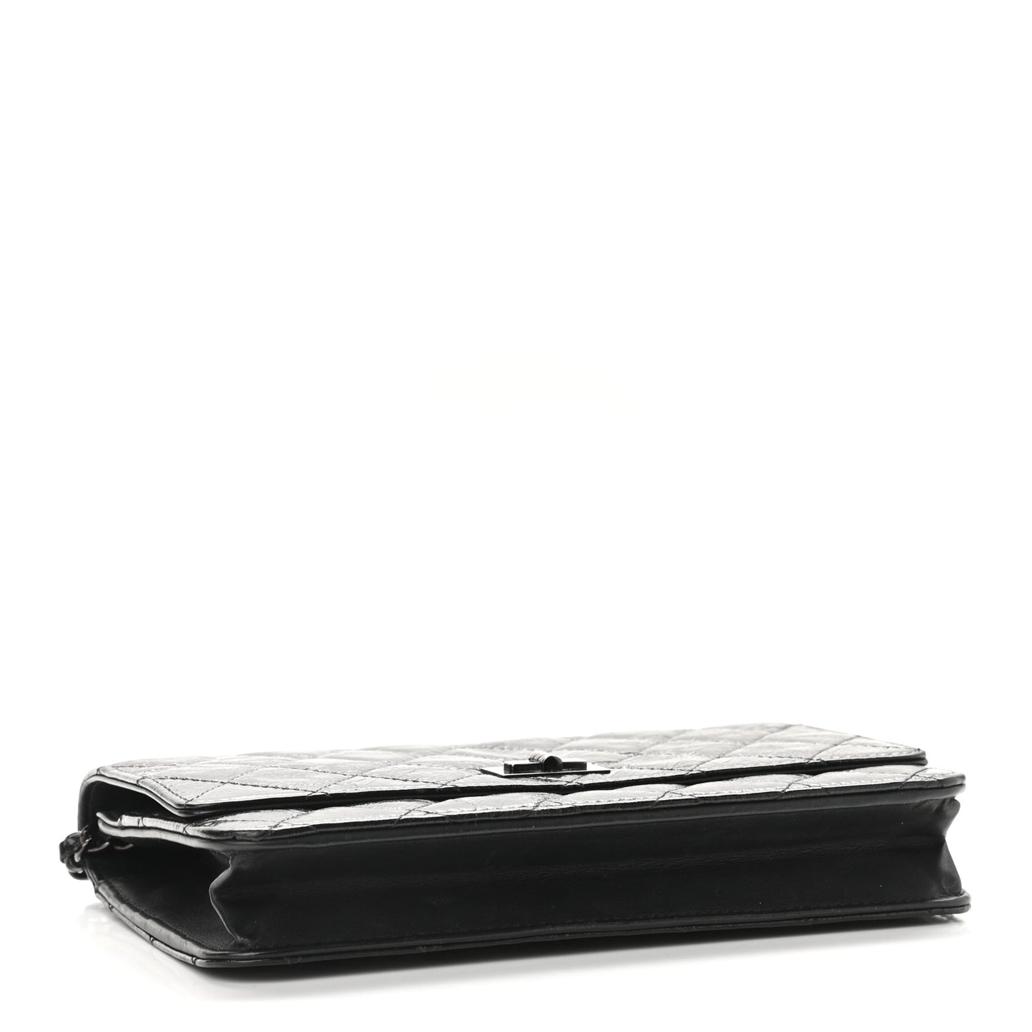 Glazed Aged Calfskin Reissue Wallet On Chain WOC Black