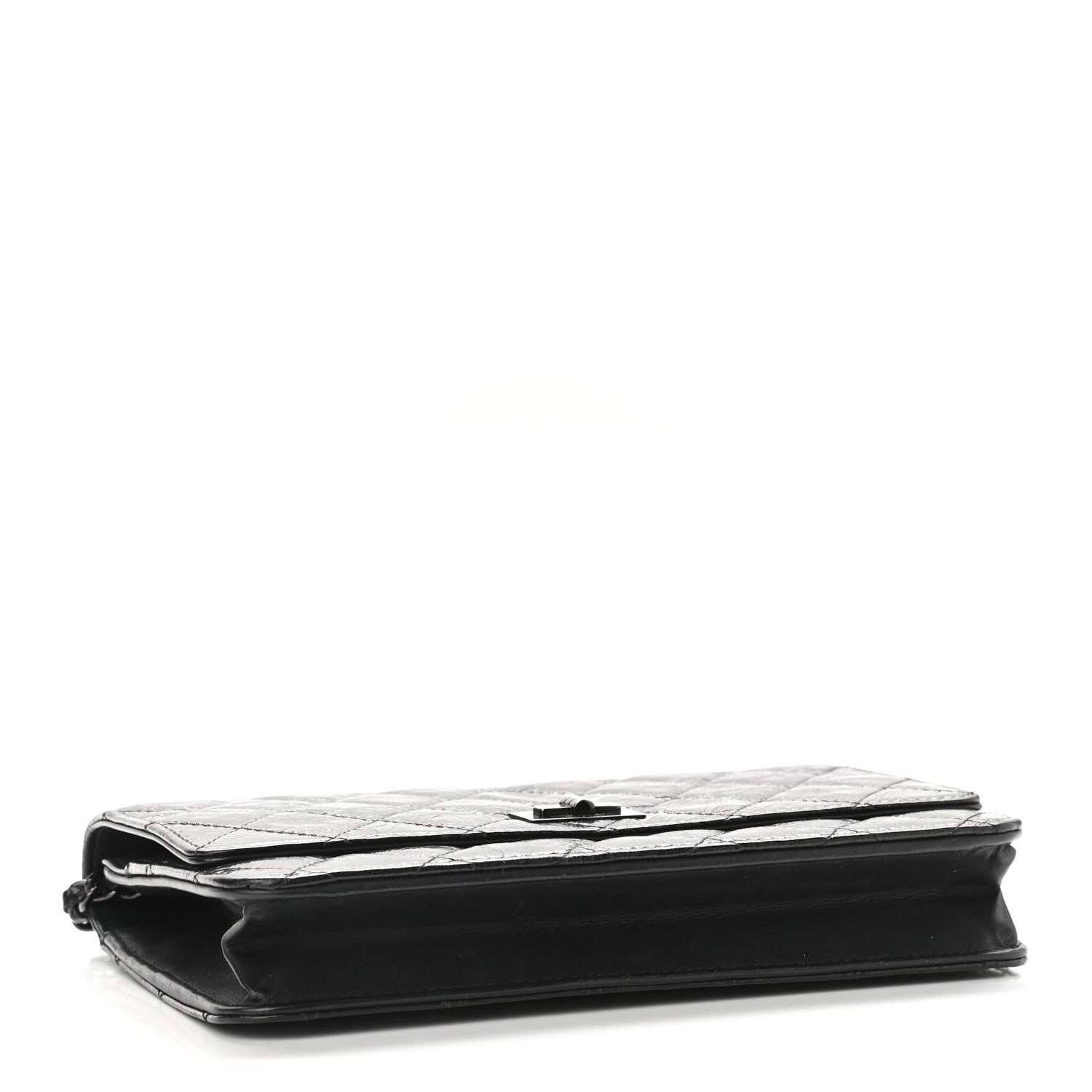 Chanel Glazed Aged Calfskin Reissue Wallet On Chain WOC Black 5 of 12