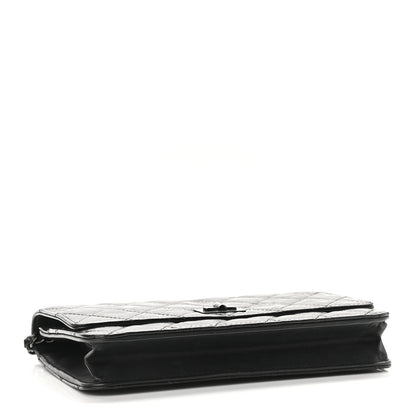 Chanel Glazed Aged Calfskin Reissue Wallet On Chain WOC Black 5 of 12