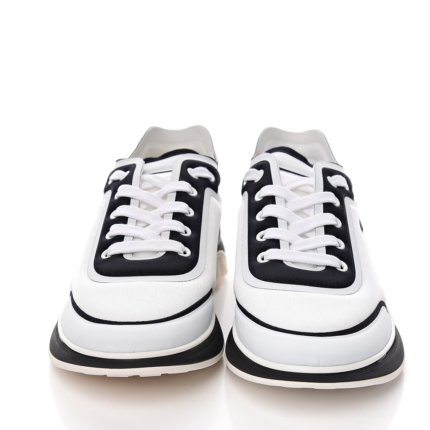 Suede Calfskin Stretch Fabric CC Sneakers 41.5 White