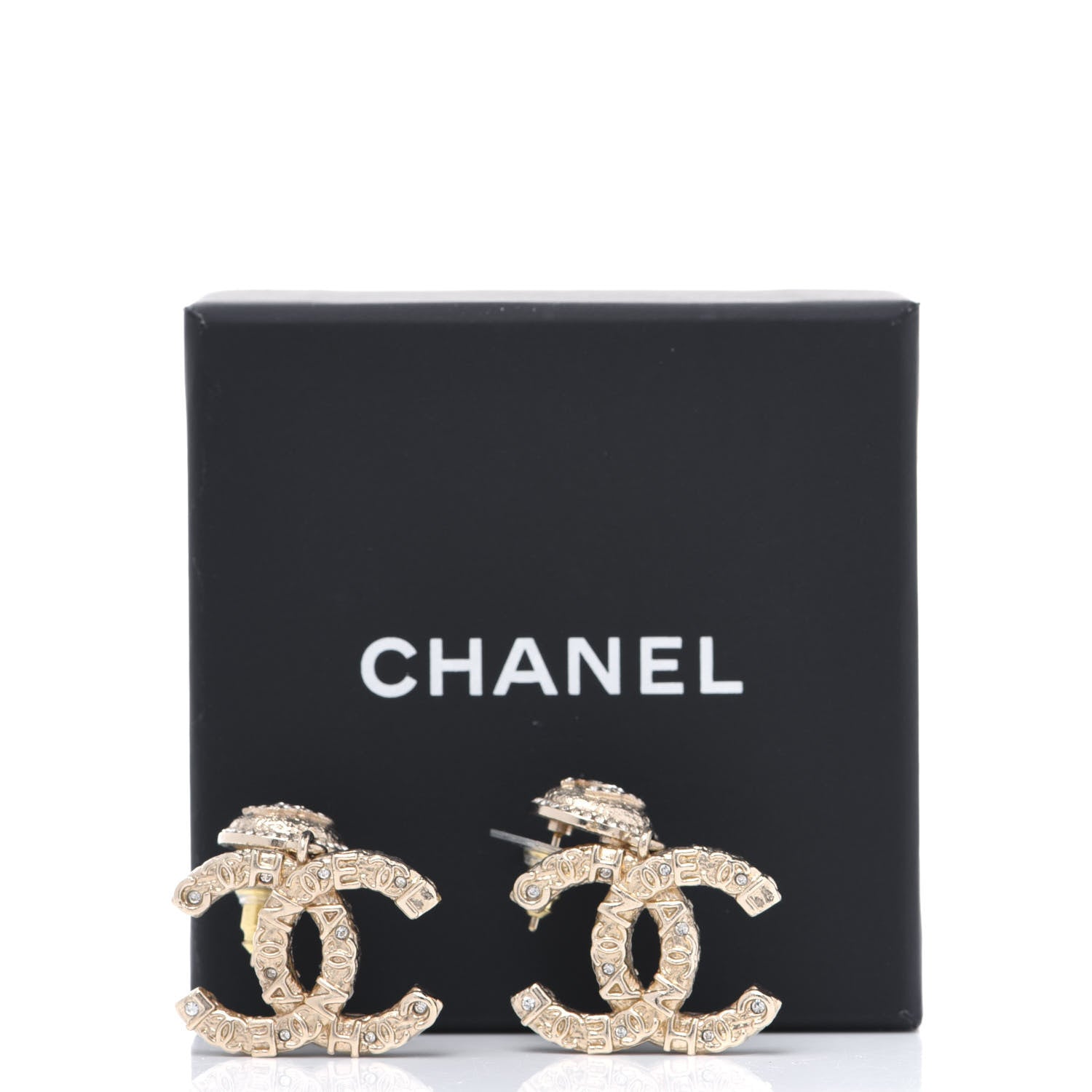Chanel Crystal CC Drop Logo Earrings Gold 6 of 6