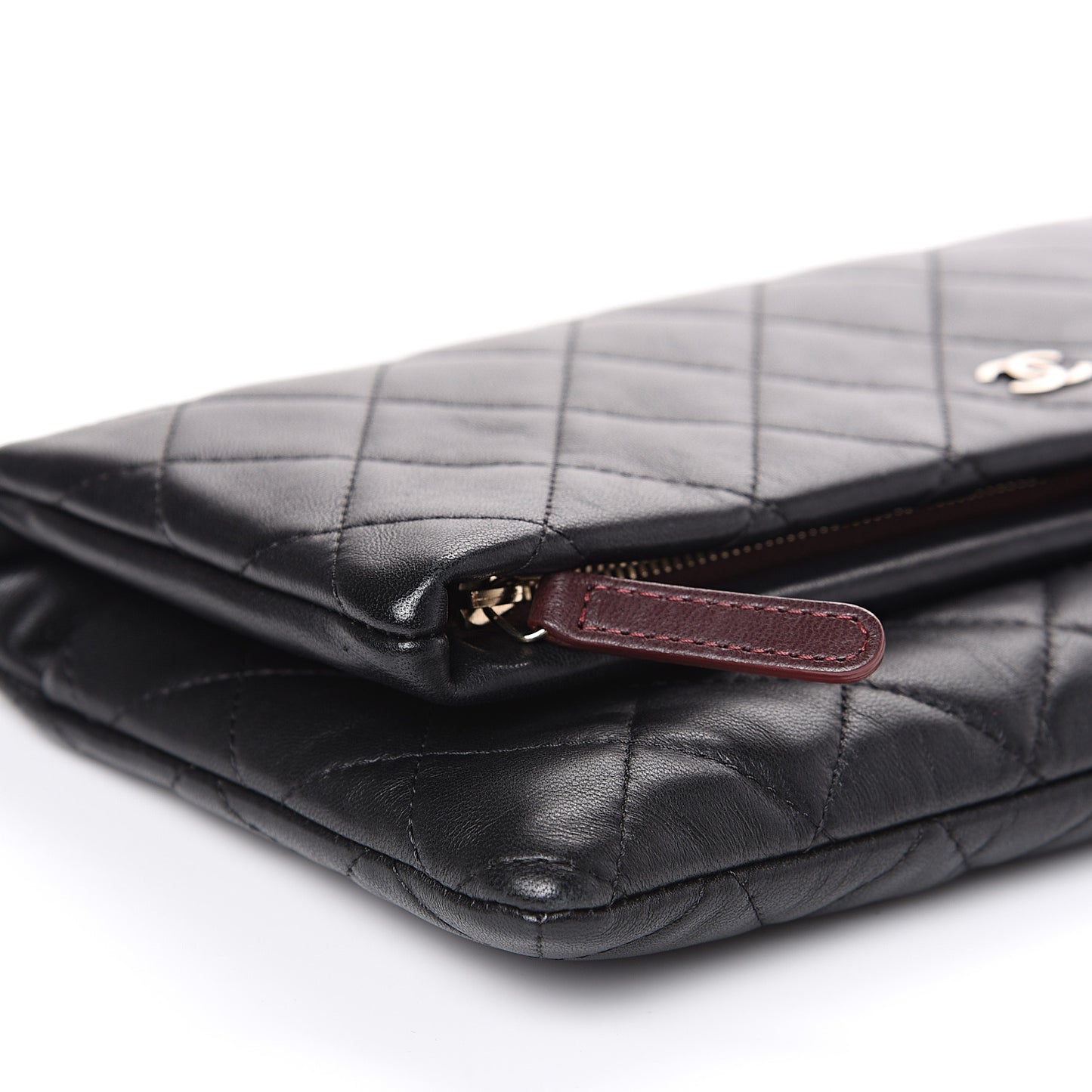 Lambskin Quilted CC Beauty Clutch Black