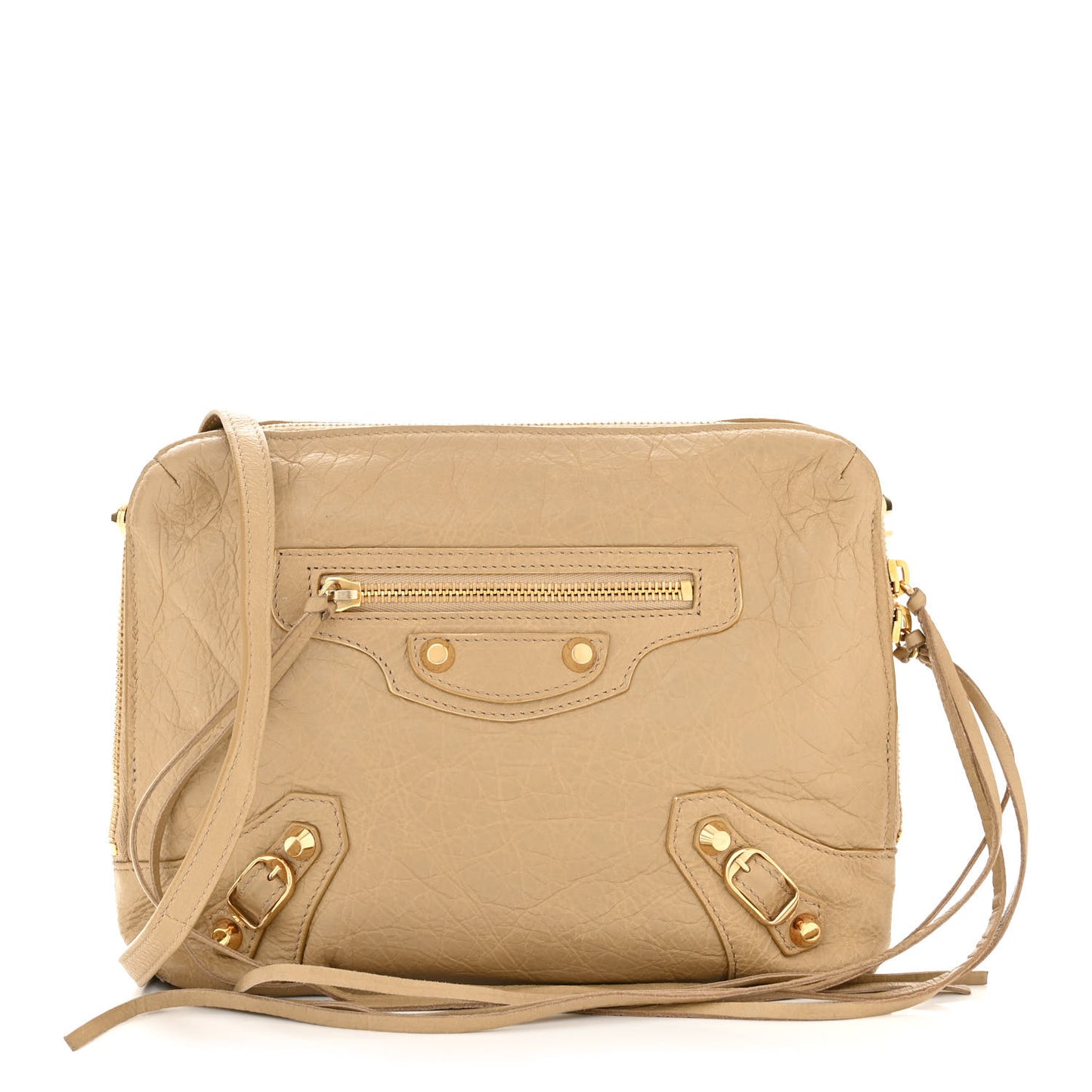 Agneau Classic Gold Hardware XS Reporter Crossbody Beige Sable
