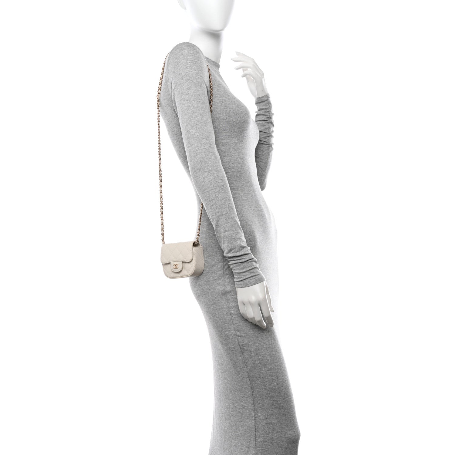Chanel Caviar Quilted Mini Clutch With Chain White 2 of 12