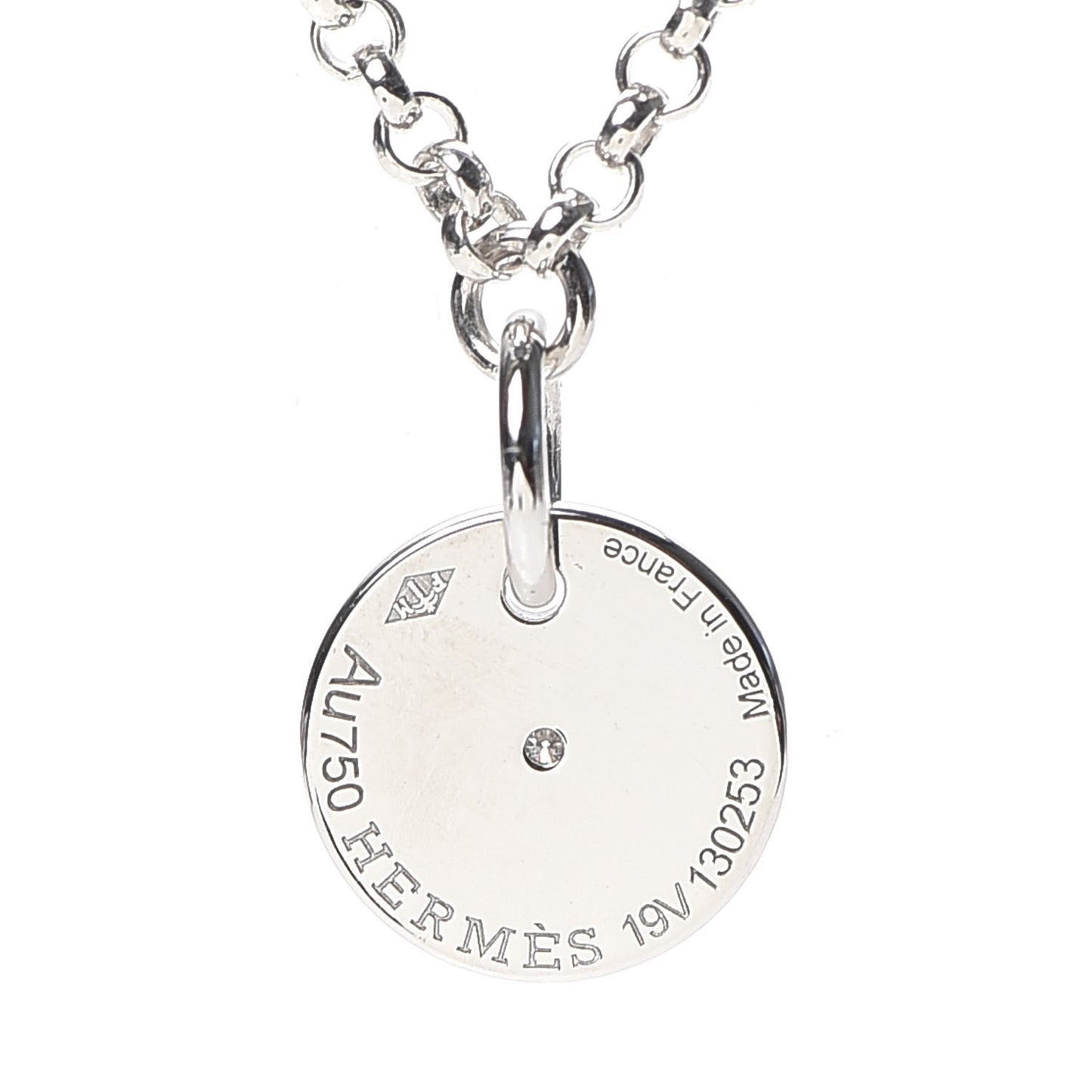 18K White Gold Diamond Gambade Clou de Selle Pendant Necklace