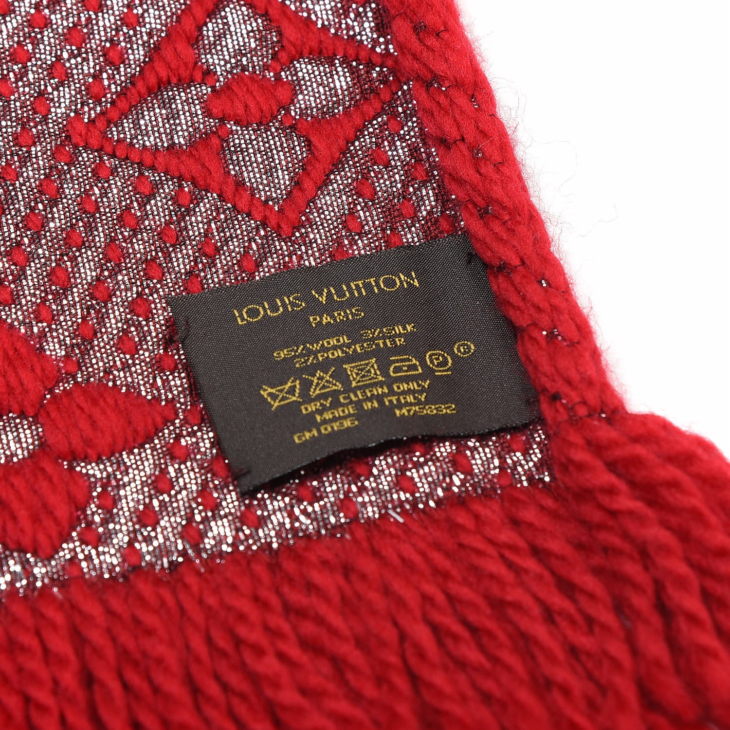 Louis Vuitton Wool Silk Logomania Shine Scarf Rubis 3 of 3