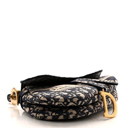 Christian Dior Oblique Embroidered Saddle Bag Blue 4 of 11