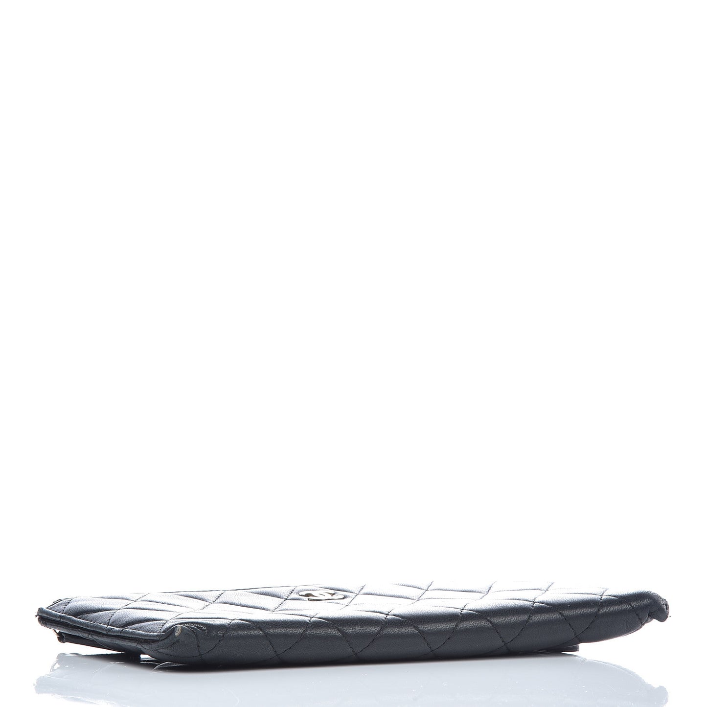 Lambskin Quilted Zip Pouch Black