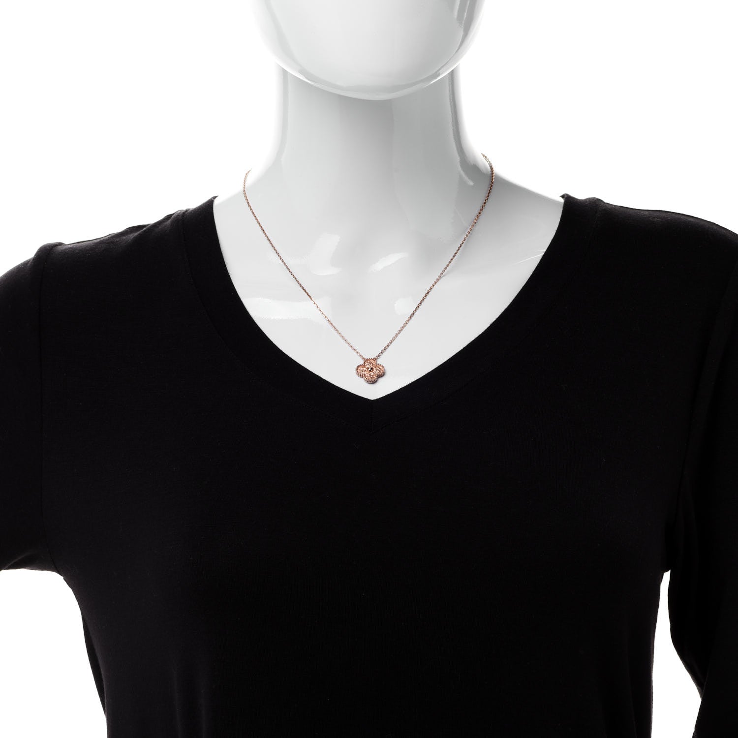 Van Cleef & Arpels 18K Rose Gold Vintage Alhambra Pendant Necklace 2 of 6