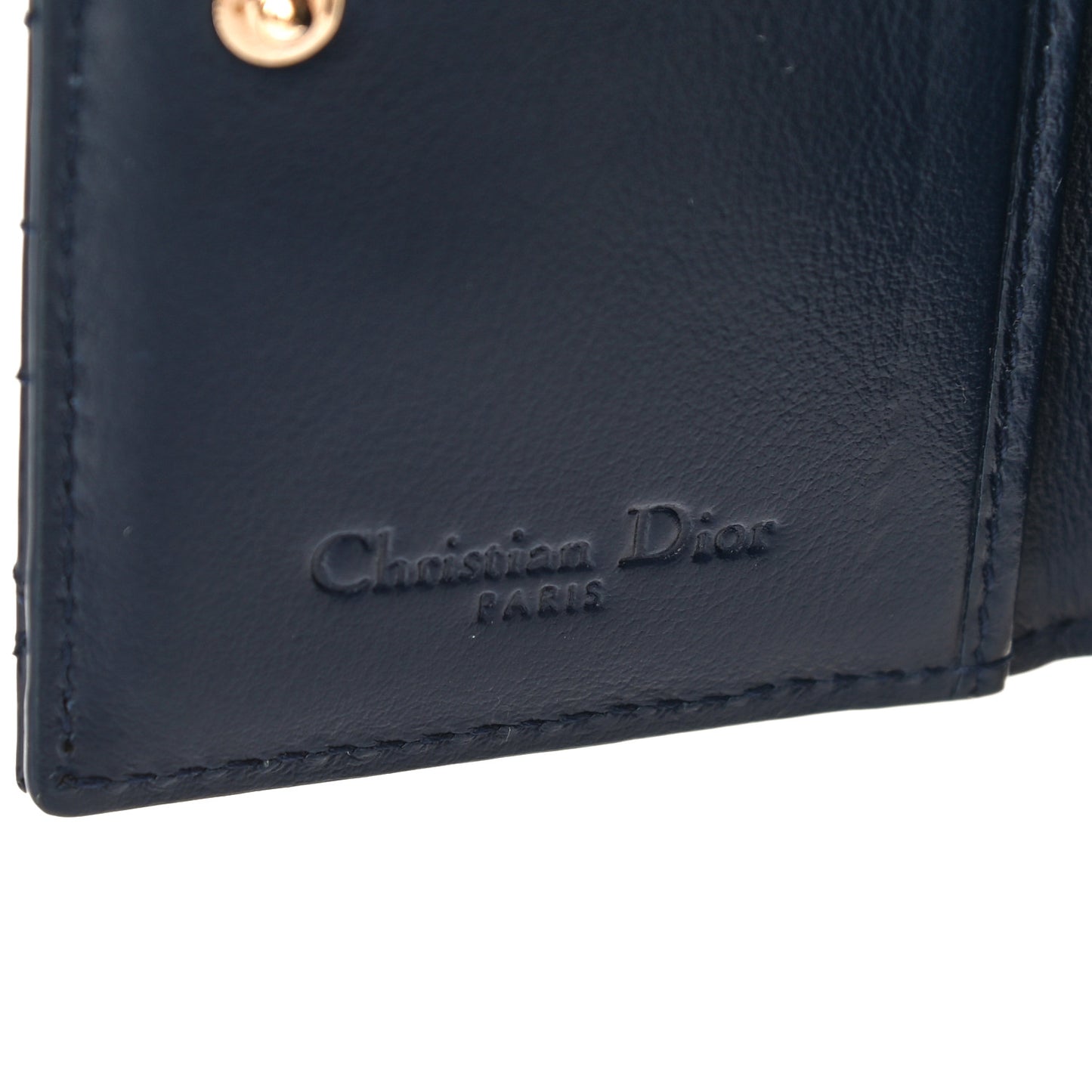 Patent Cannage Lady Dior Card Holder Blue