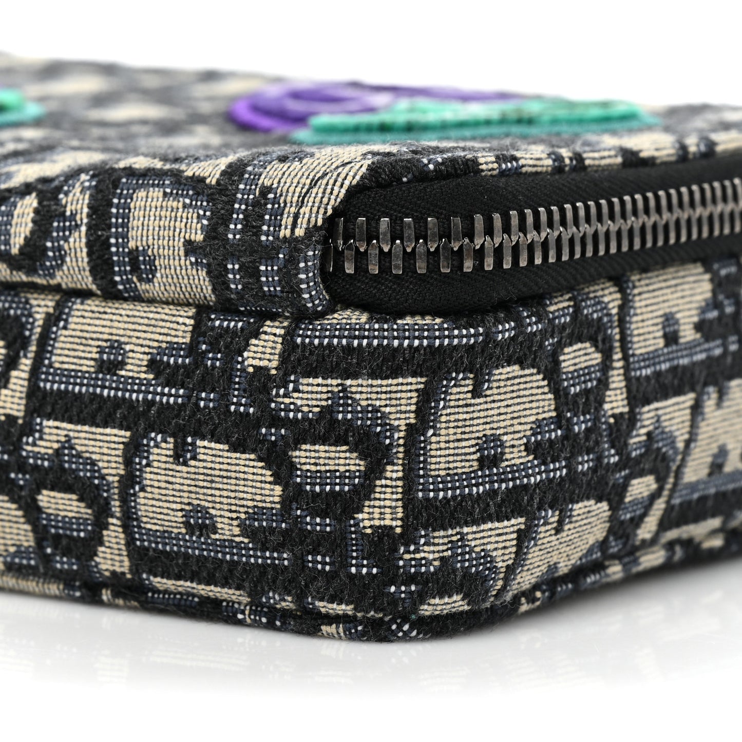 X KENNY SCHARF Oblique Canvas Embroidered Patches Crossbody Charcoal