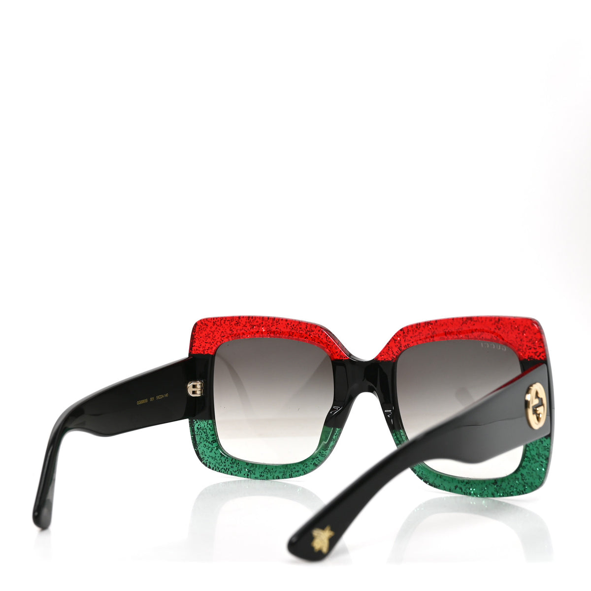 Acetate Square Frame Sunglasses GG0083S Glitter Red Black Green