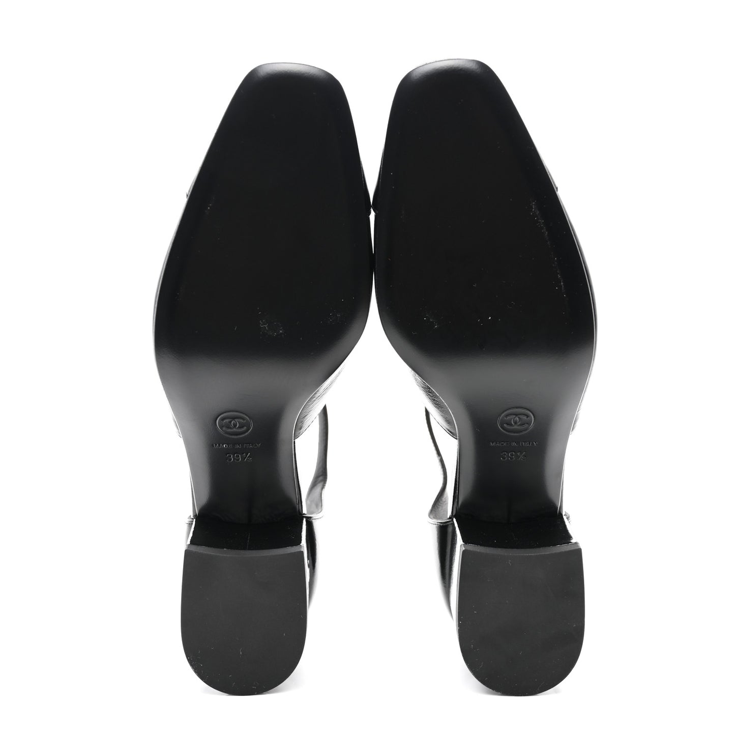 Glazed Crinkled Calfskin CC Cap Toe Mary Janes Pumps 39.5 Black