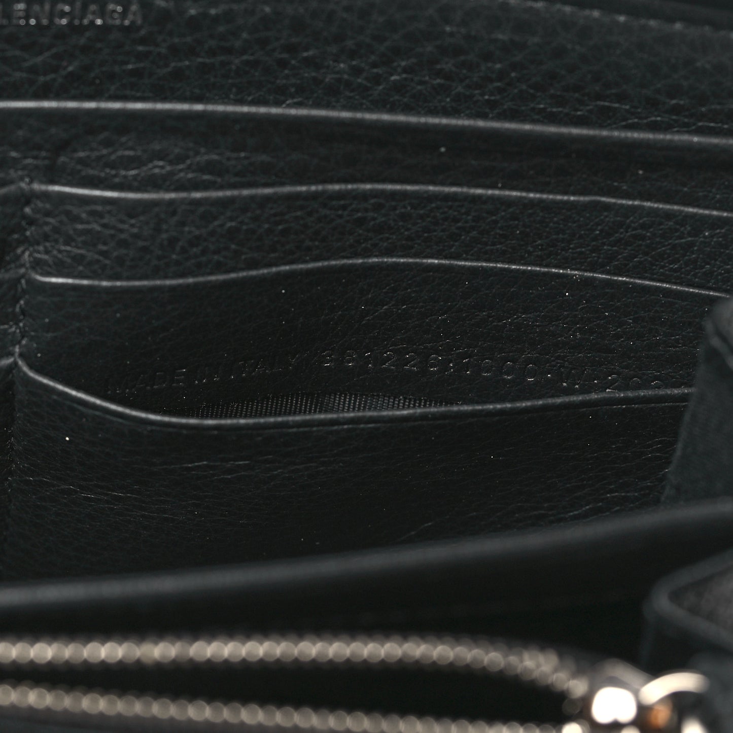 Calfskin Papier Zip Around Wallet Black