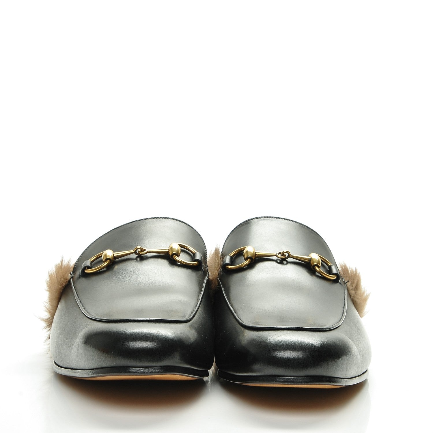 Gucci Calfskin Fur Mens Princetown Slippers 12 Black 2 of 7