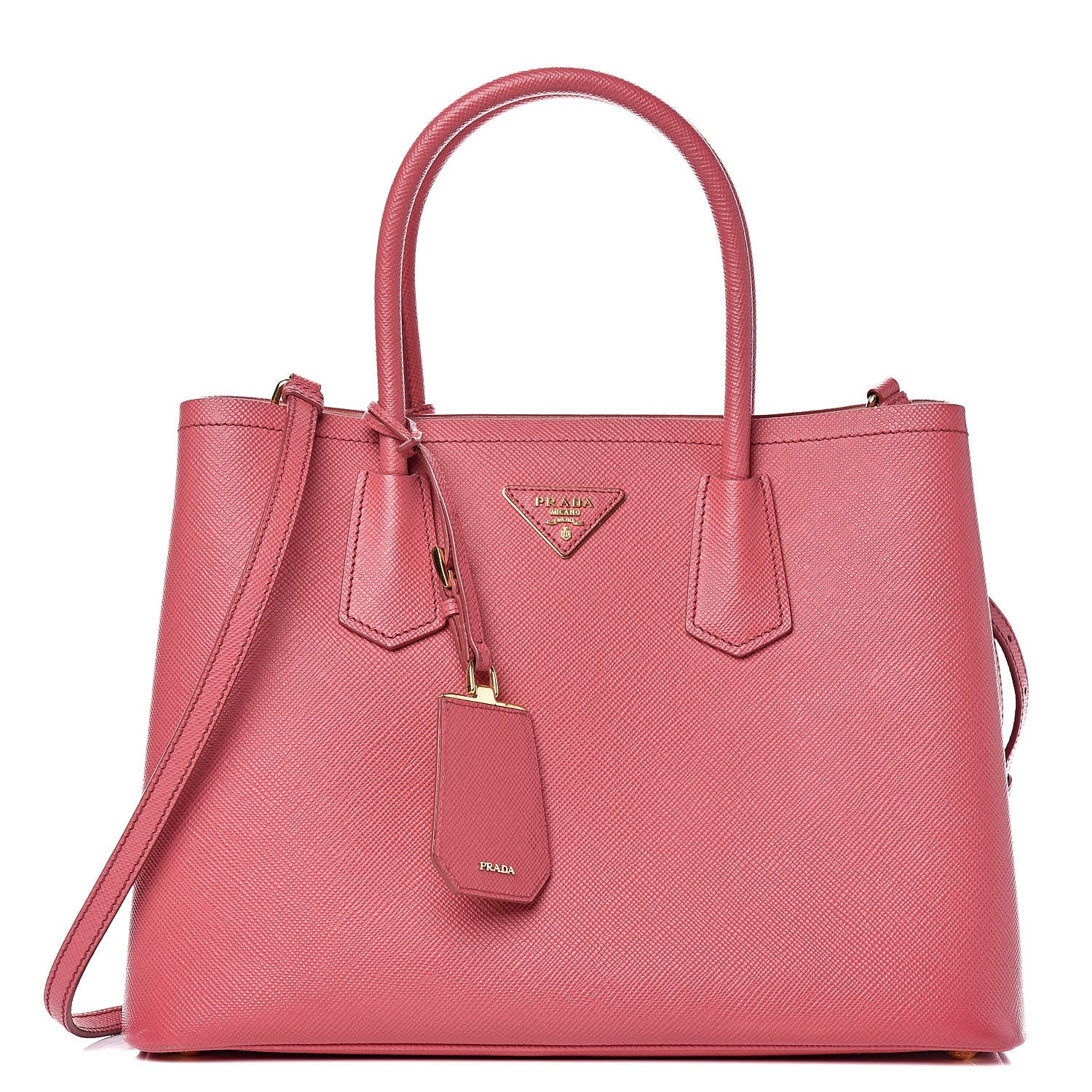 Prada Saffiano Cuir Medium Double Bag Tamaris Pesca 1 of 15