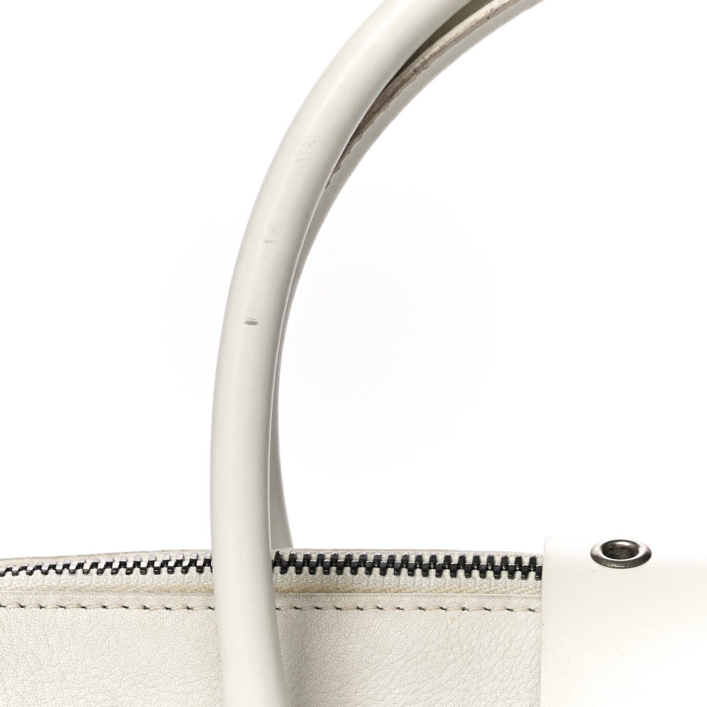 Grained Calfskin Street Chic Top Handle Bag White