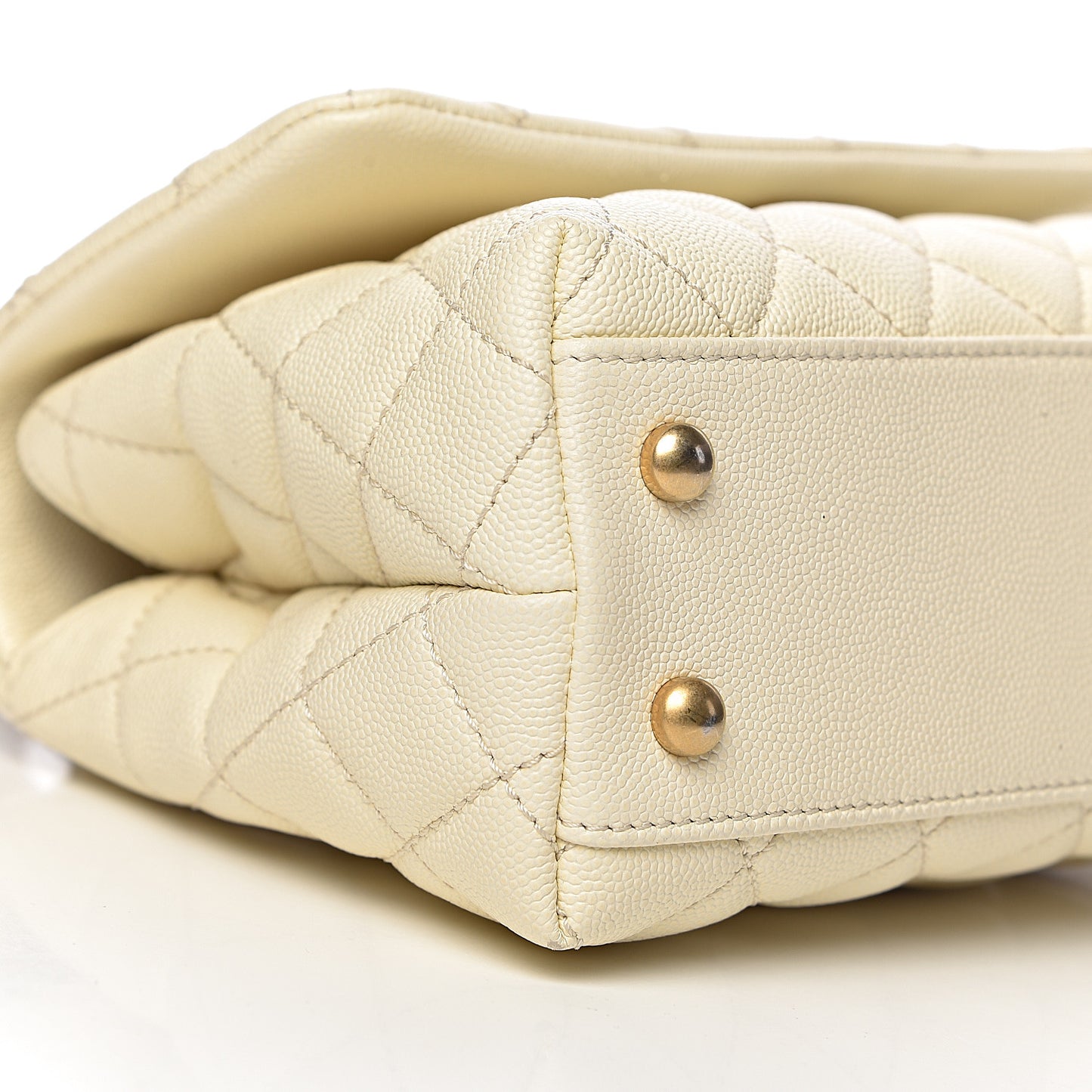 Caviar Elaphe Quilted Mini Coco Handle Flap Ivory