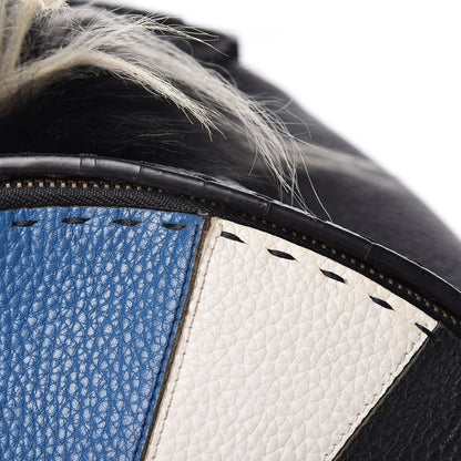 Fendi Calfskin Crocodile Fox Fur Monster Backpack Black 16 of 18