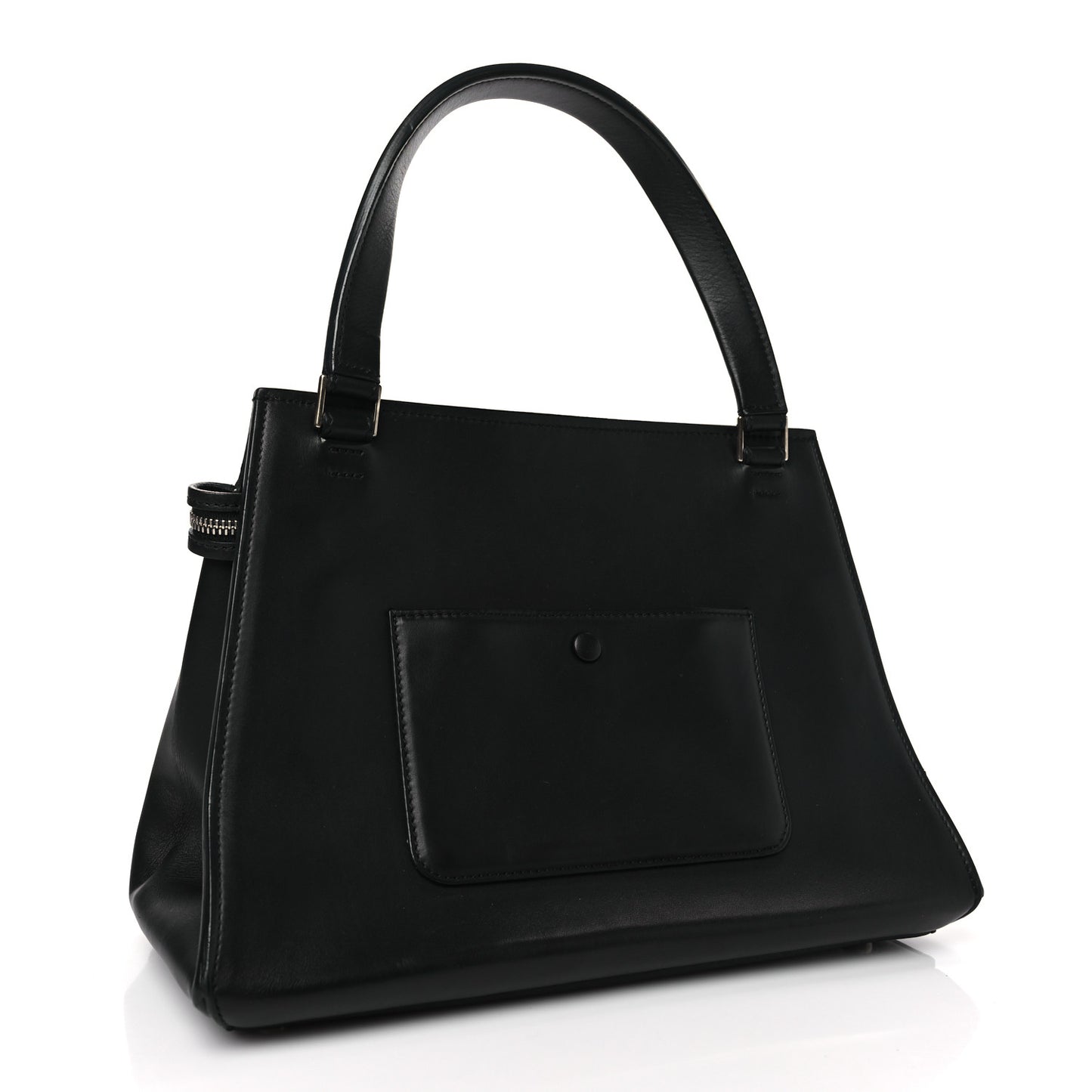 Textured Calfskin Small Bi-Color Edge Shoulder Bag Black Cream