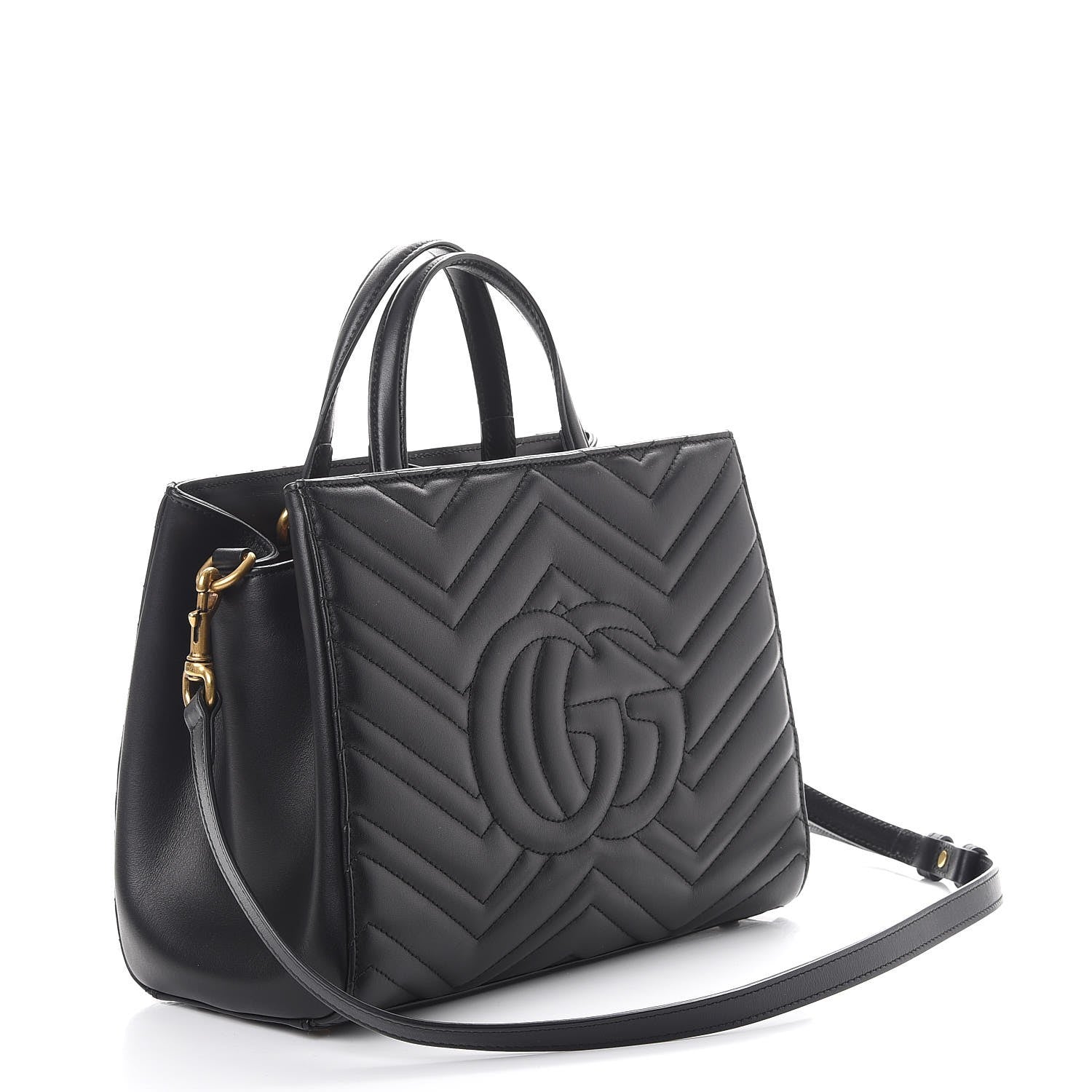 Gucci Calfskin Matelasse Small GG Marmont Tote Black 3 of 8