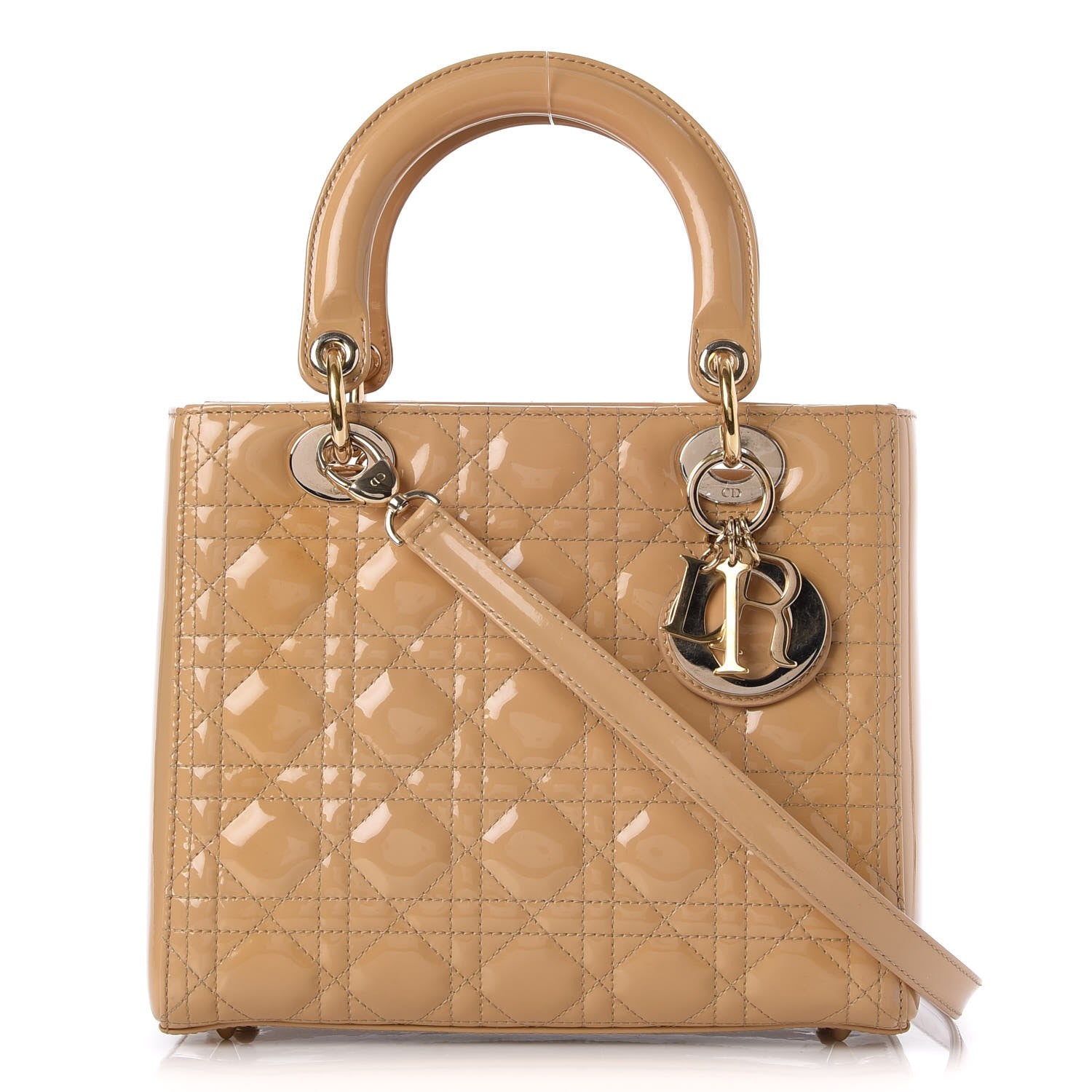 Christian Dior Patent Cannage Medium Lady Dior Beige 1 of 10
