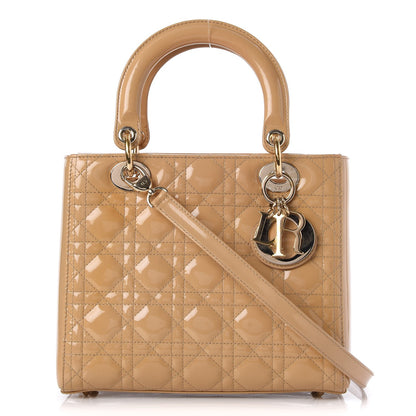 Christian Dior Patent Cannage Medium Lady Dior Beige 1 of 10