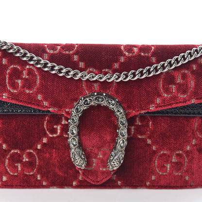 Gucci Velvet GG Monogram Super Mini Dionysus Shoulder Bag Red Cipria Black 7 of 9