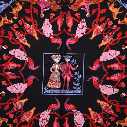 Hermes Silk Early America Scarf 90 Noir Bleu Nuit Rouge 6 of 13