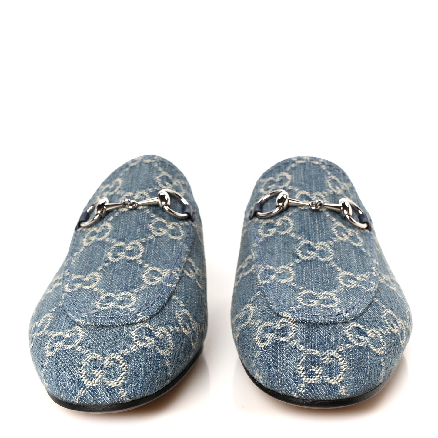 New Denim GG Malaga Kid Womens Princetown Slippers 36.5 Light Blue Royale