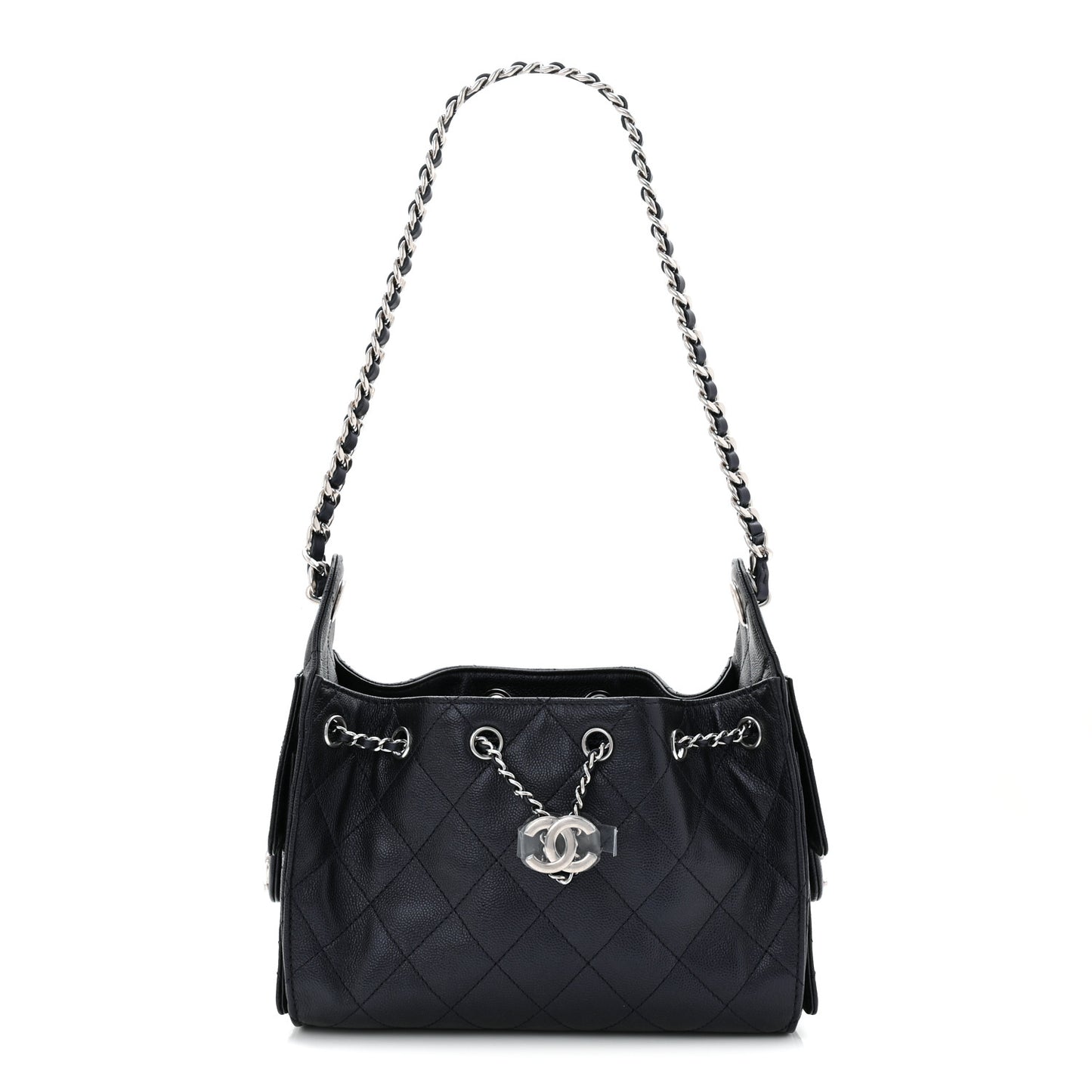 Metallic Caviar Quilted Mini Chanel 25 Handbag Dark Blue