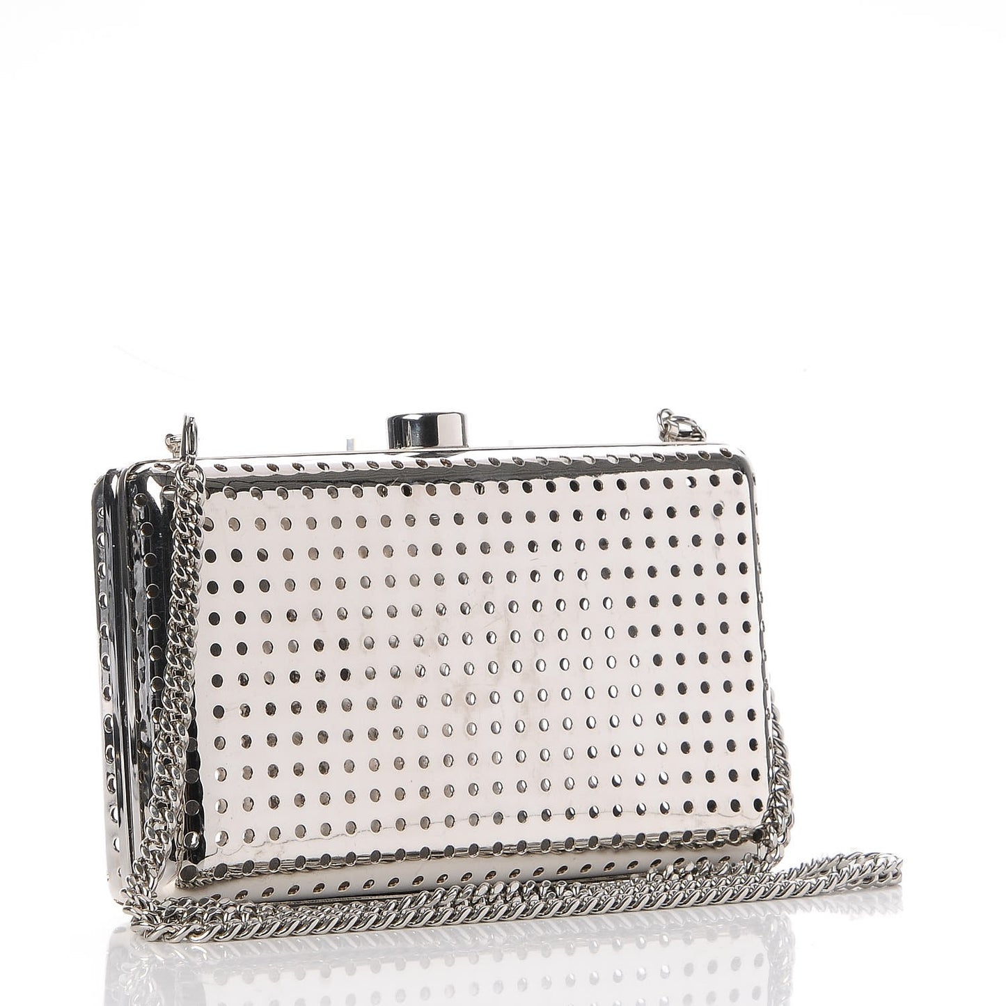 Metal Perforated Kasia Crossbody Clutch Bag Silver